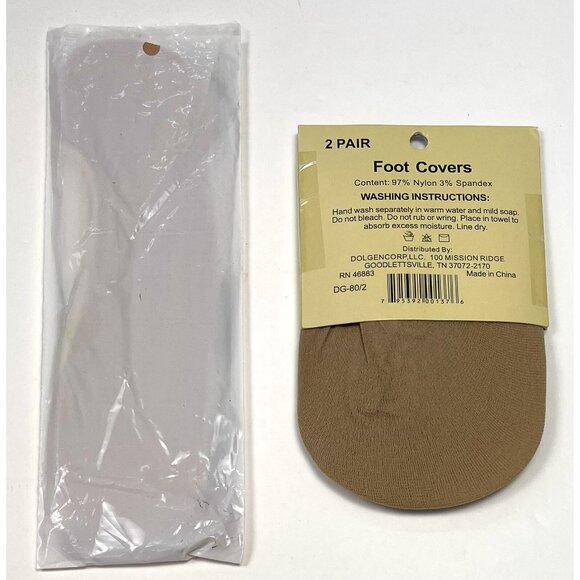 VTG 3pr Nylon Stretch FOOT COVERS Sox Nude Beige Bobbie Brooks Fit-Rite NIP NEW - Picture 2 of 2